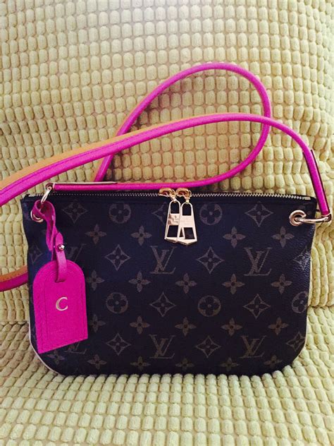 pink and green lv bag|lv bag with pink strap.